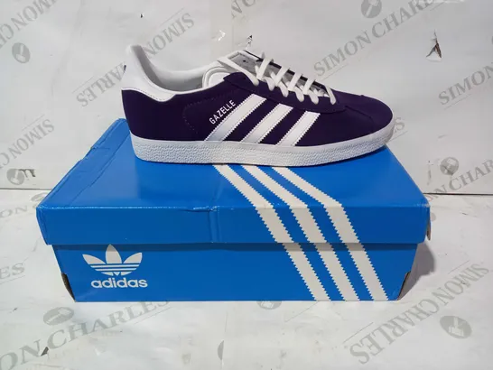 BOXED PAIR OF ADIDAS GAZELLE SHOES IN PURPLE UK SIZE 7.5