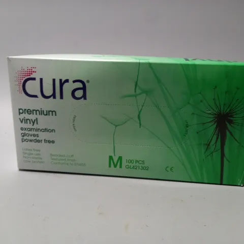 BOX OF CURA PREMIUM VINYL EXAMINATION GLOVES 