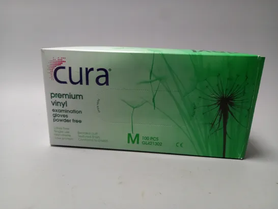 BOX OF CURA PREMIUM VINYL EXAMINATION GLOVES 