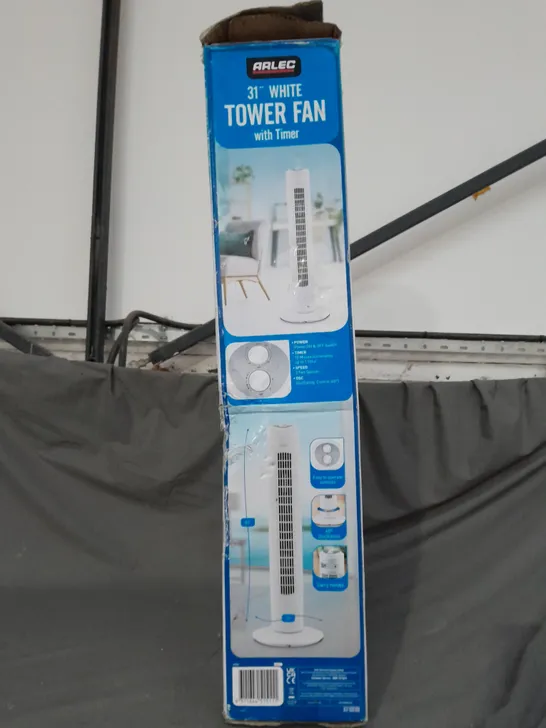 BOXED ARLEC 31" WHITE TOWER FAN WITH TIMER