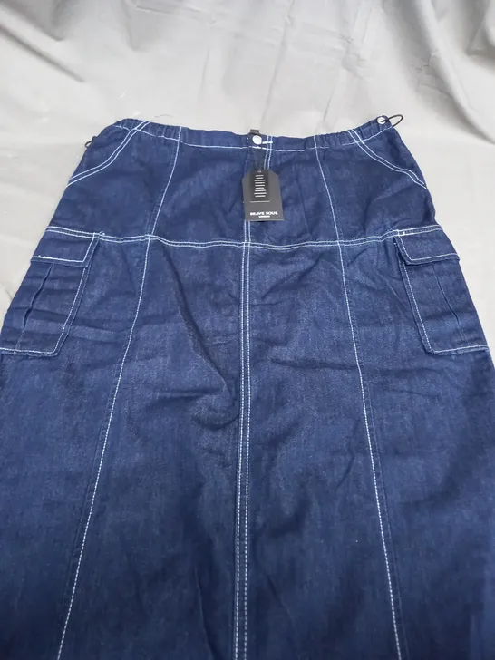 BRACE SOUL BLUE DENIM WASH SKIRT - SIZE 14