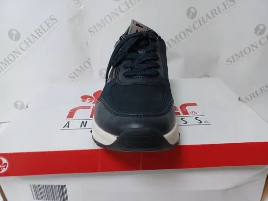 BOXED RIEKER ANTISTRESS NAVY WEDGE TRAINER - SIZE 6