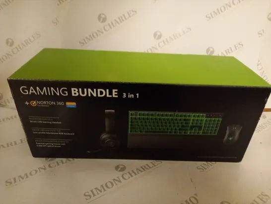 BRAND NEW BOXED RAZER GAMING BUNDLE 3 IN 1 USB GAMING HEADSET, MEMBRANCE RGB KEYBOARD AND ESSENTIAL GAMING MOUSE