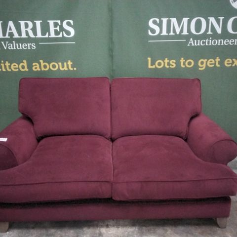 QUALITY BRITISH DESIGNER LOUNGE Co. DEEP RED FABRIC LARGE TWO SEATER SOFA