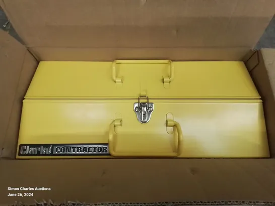 BOXED CLARKE CONTRACTOR HEAVY DUTY CANTILEVER 5-TRAY STEEL TOOLBOX - YELLOW  RRP £37.99