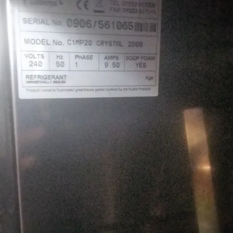 WILLIAMS INDUSTRIAL 240V FRIDGE MODEL NUMBER: C1MP20 CRYSTAL 2000