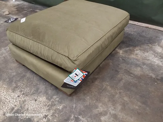 QUALITY BRITISH DESIGNER LOUNGE Co. LARGE RECTANGULAR FOOTSTOOL KHAKI GREEN FABRIC 