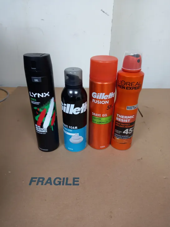 APPROXIMATELY 17 AEROSOL SPRAYS TO INCLUDE GILLETTE SHAVING FOAM, LYNX AND L'OREAL DEODORANTS