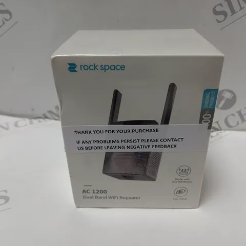 BOXED AND SEALED ROCK SPACE AC 1200 DUAL BAND WIFI REPEATER