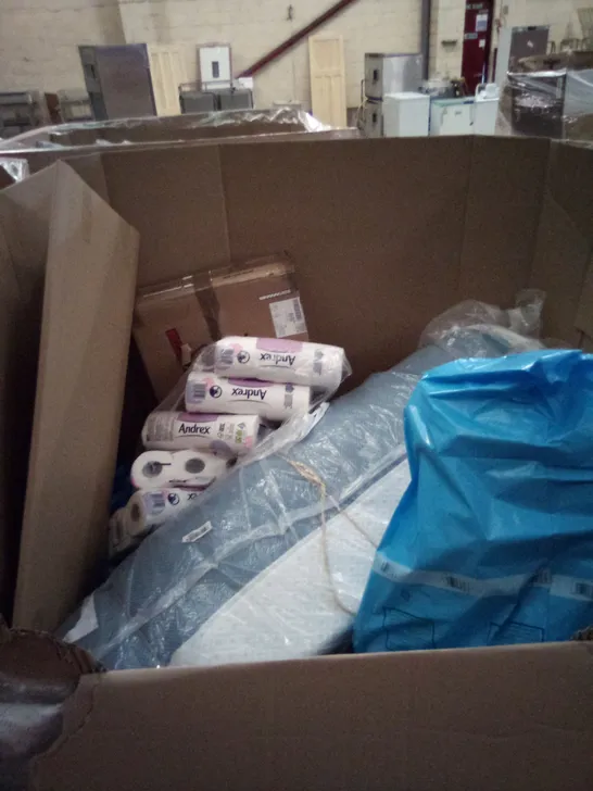 PALLET OF ASSORTED ITEMS INCLUDING FOPAMTRI ARTIFICIAL PLANTS, SILENT NIGHT DUVET, VACMASTER WET AND DRY VACUUM CLEANER, INOFIA MATTRESS TOPPER, ANDREX TOILET ROLLS