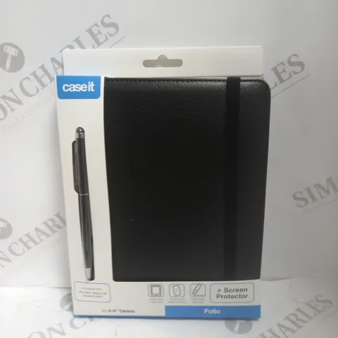 BRAND NEW CASE-IT FOLIO TABLET CASE WITH SCREEN PROTECTOR & STYLUS FOR 6-8" TABLETS 