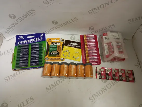 LOT OF LARGE QUANTITY OF BATTERIES TO INCLUDE KODAK SUPER HEAVY DUTY ZINZ AA, PANASONIC AA BATTERIES, HEARING AID BATTERIES, ETC