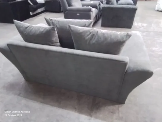 QUALITY DESIGNER 2 SEATER FABRIC UPHOLSTERED GREY SOFA