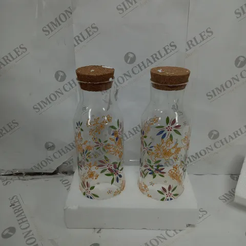 DECORATIVE FLORAL CORK STORAGE PINTS 