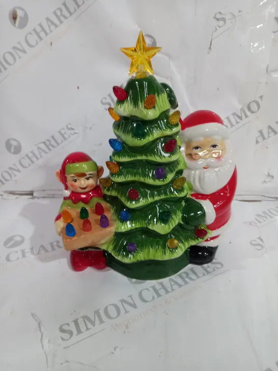 MR. CHRISTMAS NOSTALGIC TREE WITH SANTA AND ELF ORNAMENT