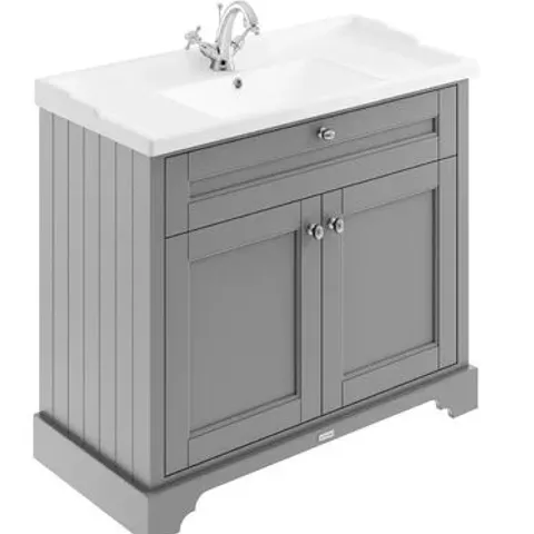 BOXED OLD LONDON 1000MM FREE-STANDING SINGLE VANITY UNIT - GREY // NO BASIN (1 BOX)