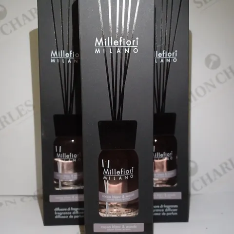 LOT OF 4 X 100ML MILLEFIORI MILANO ROOM FRAGRANCE DIFFUSER - COCOA BLANC & WOODS 