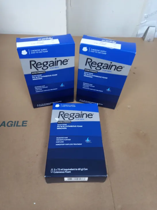 LOT OF 3 REGAINE FOR MEN EXTRA STRENGTH HAIR REGROWTH TREATMENT