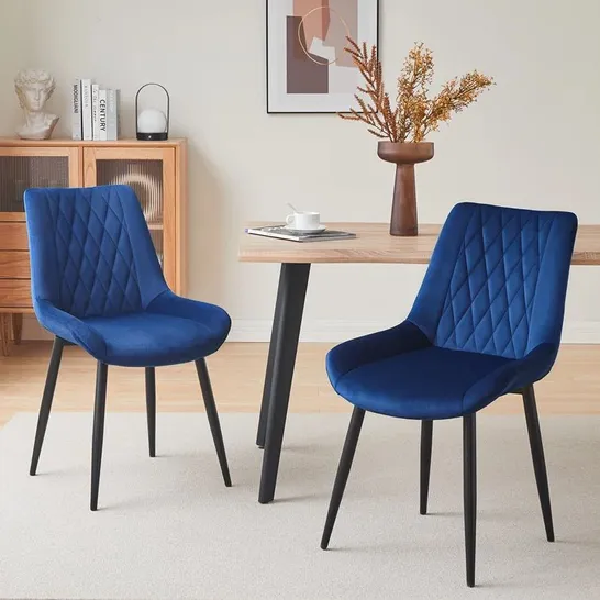 BOXED NOGALES VELVET SIDE CHAIR IN BLUE - SET OF 2 (1 BOX)