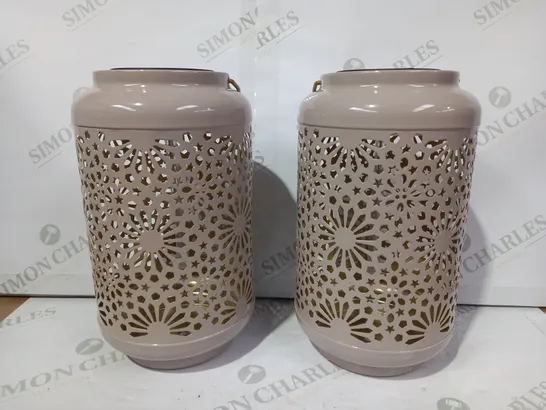 GARDEN REFLECTIONS SET OF 2 PATTERNED SOLAR LANTERNS