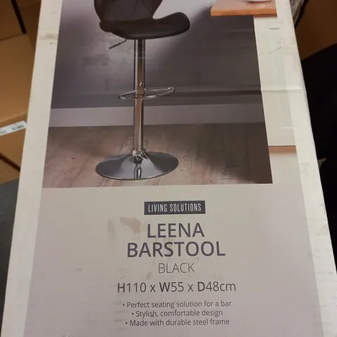 BOXED LEENA BAR STOOL IN GREY FAUX LEATHER 