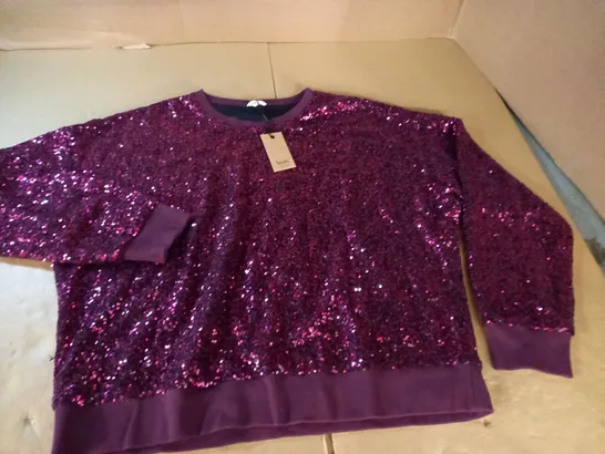 hush Ryker sequin sweat top in bright pink - xl