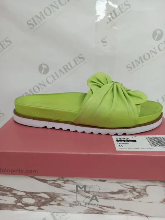 MODA IN PELLE OMYRA LIME GREEN LEATHER SANDAL SLIDERS - SIZE 8