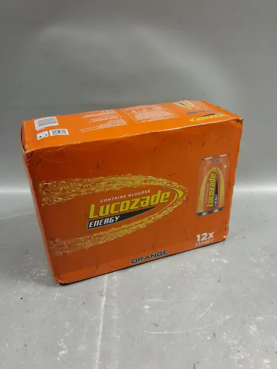 BOXED LUCOZADE ENERGY DRINKS - ORANGE - 12 X 330ML - COLLECTION ONLY 