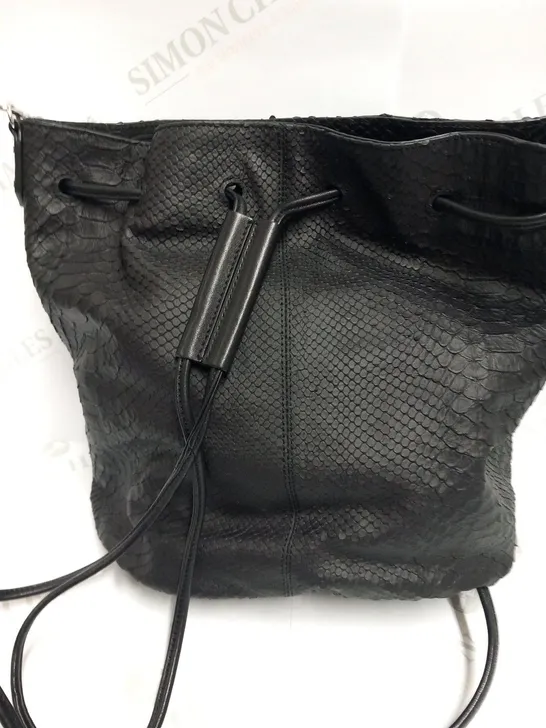 ELIZABETH AND JAMES BLACK SNAKE BUCKET BAG