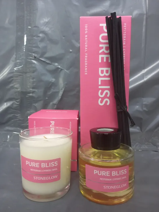 BOXED STONEGLOW PURE BLISS REED DIFFUSER & CANDLE SET