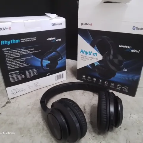 CASE OF APPROXIMATELY 48 SETS OF GROOV3 RHYTHEM WIRELESS HEADPHONES WITH POWERFUL SOUND