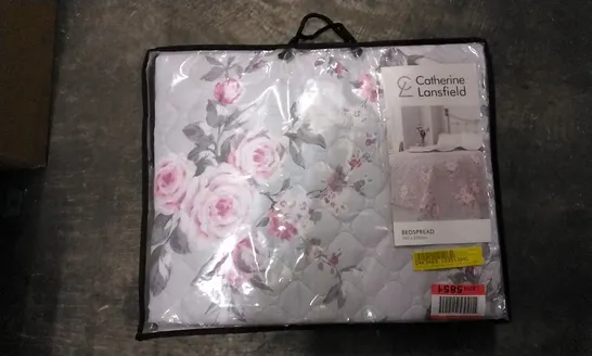 CANTERBURY GREY & PINK FLORAL BEDSPREAD 240X260CM