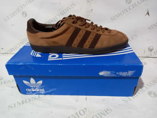 BOXED PAIR OF ADIDAS PADIHAM SPZL SHOES IN BROWN UK SIZE 11.5