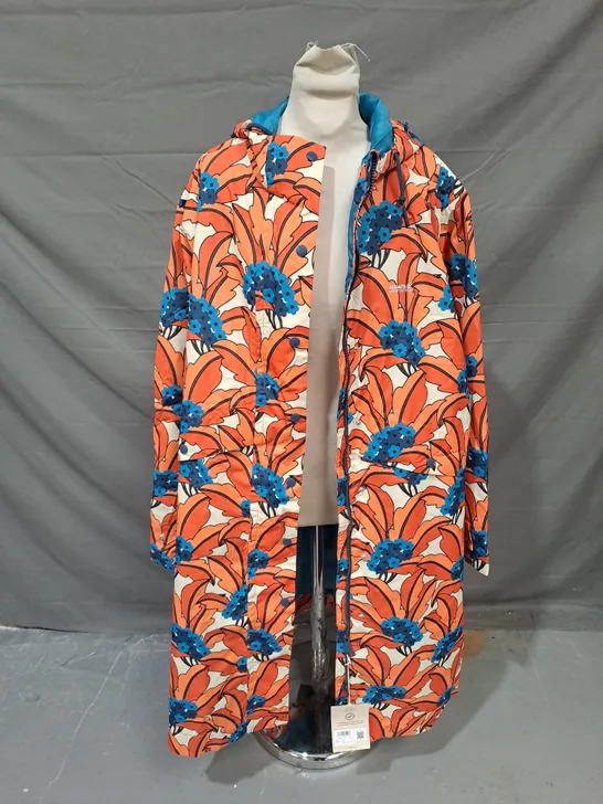 ORLA KIELY ORLA MAC WATERPROOF COAT IN ORANGE TROPICAL SIZE 18