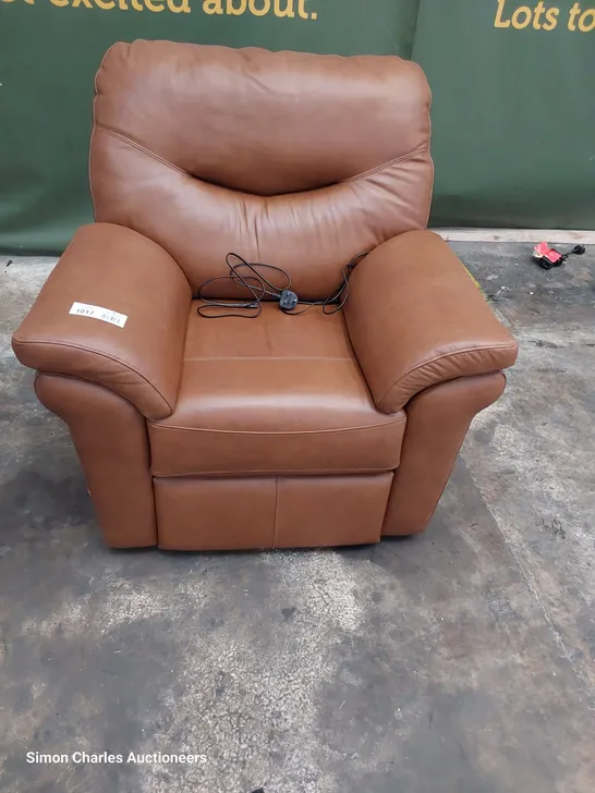 QUALITY BRITISH DESIGNER G PLAN WASHINGTON POWER RECLINING EASY CHAIR DALLAS TAN LEATHER 