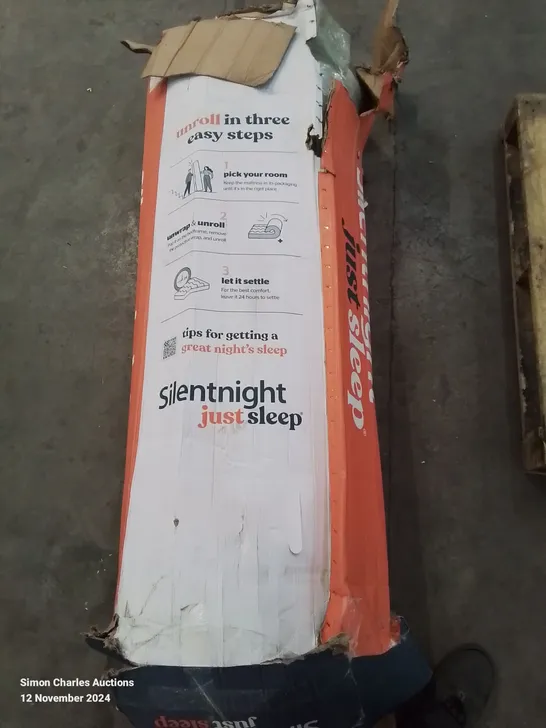 QUALITY BAGGED ROLLED AND BOXED SILENTNIGHT JUST SLEEP DOUBLE MATTRESS 