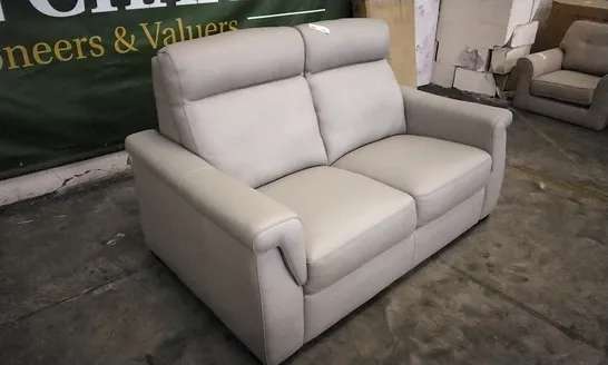 QUALITY ITALIAN DESIGNER ADRIANO WHITE GREY LEATHER LOVESEAT