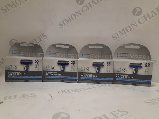 BOX OF APPROX 7 CO OP FOR MEN 4X THREE BLADE RAZORS REFILLS