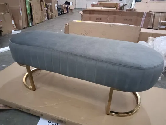 GREY FABRIC BENCH ON GOLD BASE