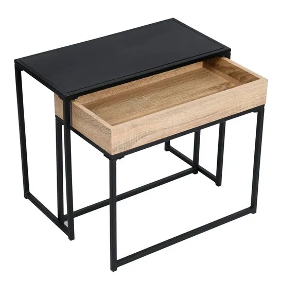 BOXED TYNES SIDE TABLE CURRY BLACK WOOD