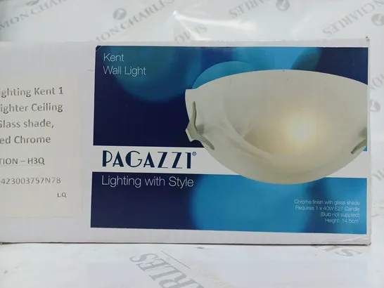 BOXED PAGAZZI LIGHTING KENT 1 LIGHT UPLIGHTER CEILING LIGHT GLASS SHADE POLISHED CHROME