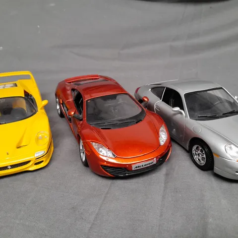 SET OF 3 BURAGO MODEL CARS TO INCLUDE MCLAREN, PORSHE AND FERRARI