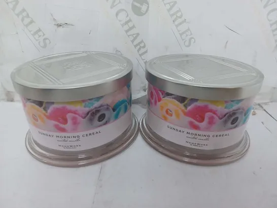 2 HOMEWORX SUNDAY MORNING CEREAL SCENTED CANDLES (510g)