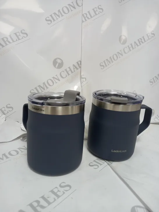 LOCK & LOCK SET OF INSULATED STAINLESS STEEL MUGS - NAVY