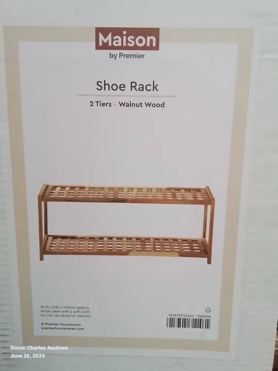 BOXED MAISON 2-TIER SHOW RACK IN WALNUT WOOD