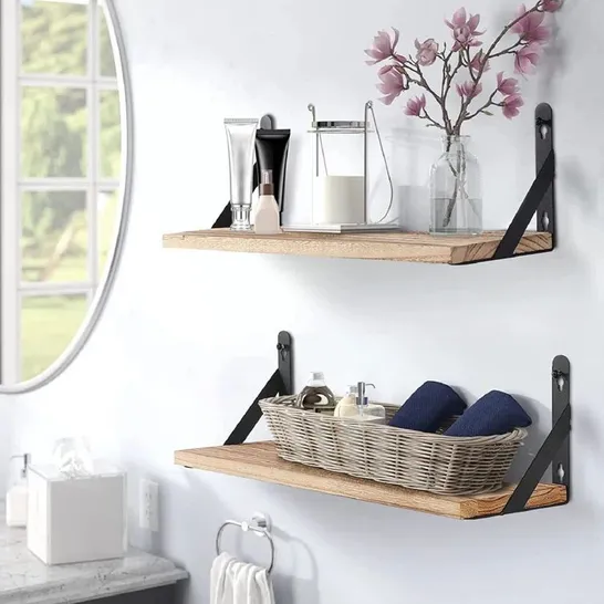 BOXED GASTONVILLE 2 PIECE PINE SOLID WOOD FLOATING SHELF