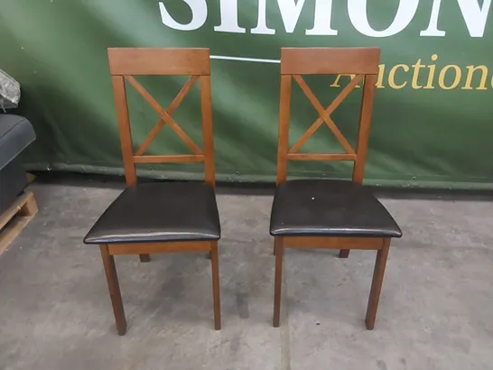 SET OF 2 KENDAL DARK WOOD DINING CHAIRS WITH BROWN SEAT PADS