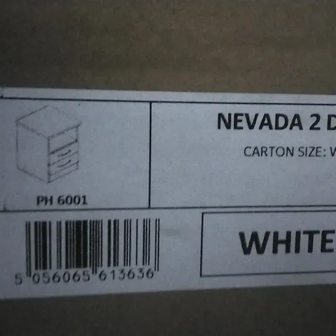 BOXED NEVADA 2 DRAWER BEDSIDE WHITE 