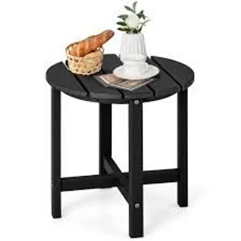 BOXED PATIO ROUND HDPE SIDE TABLE FOR YARD PORCH GARDEN