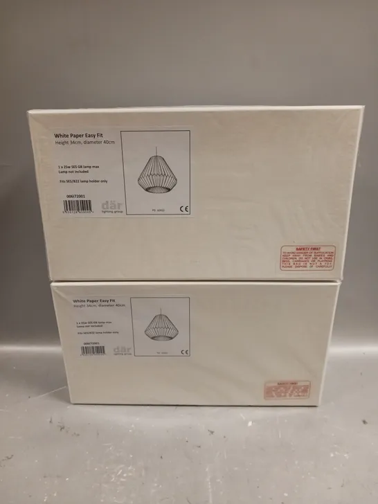 2 X BRAND NEW BOXED DAR LIGHTING WHITE PAPER EASY FIT SHADE 